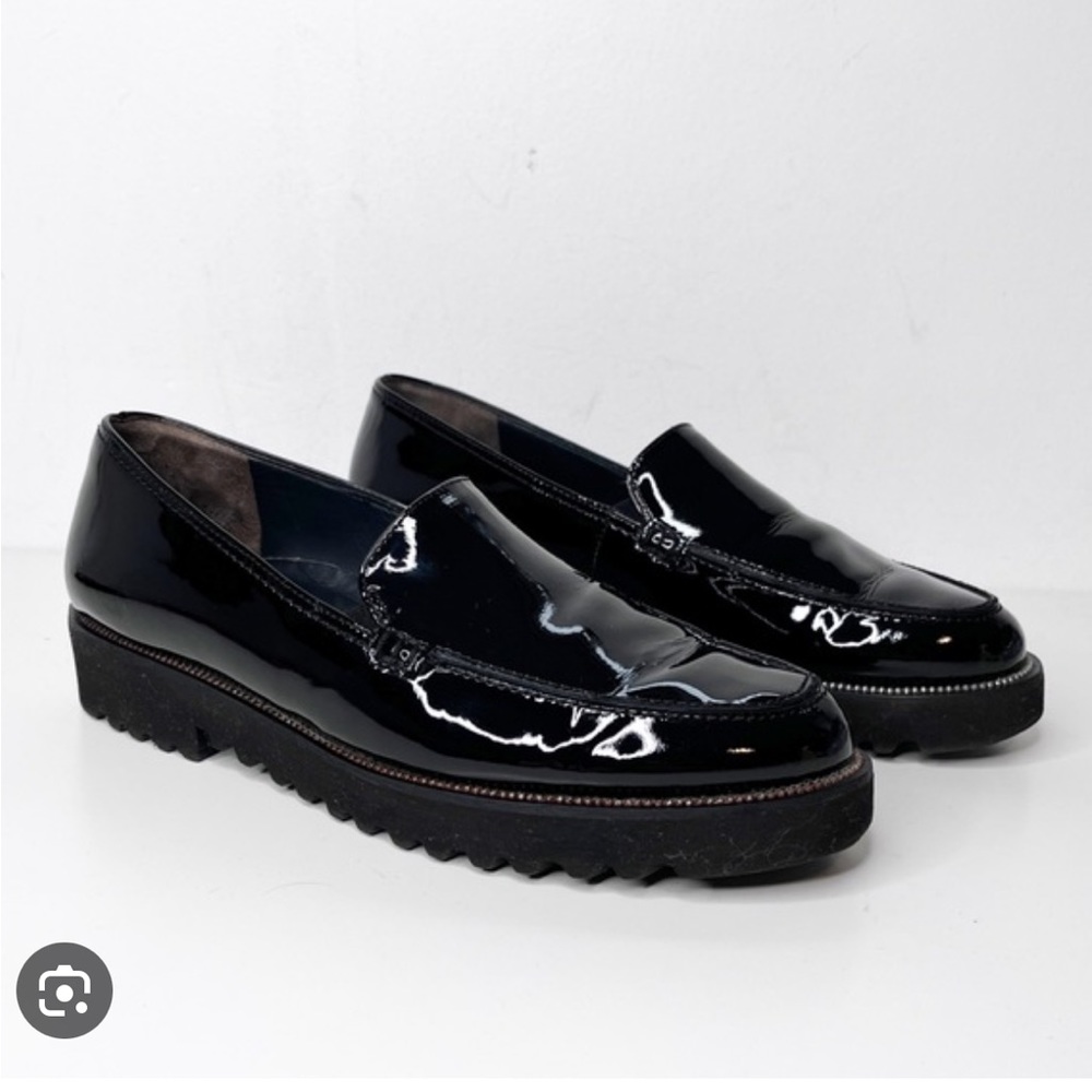 Paul Green Womens Jojo Black Patent Leather Lug Loafers (Size 8)